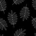 Seamless pattern autumn leaves of mountain ash black background vector illustration Royalty Free Stock Photo
